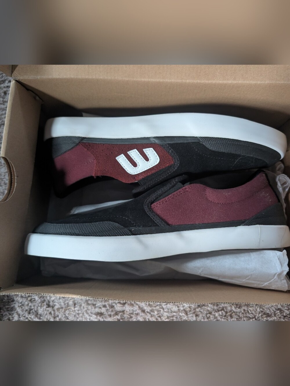Men's Etnies Marana Slip XLT Sneakers. Black, Burgundy.